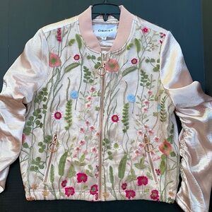 New GUESS Rose-Gold Women's Floral Jacket SZ S